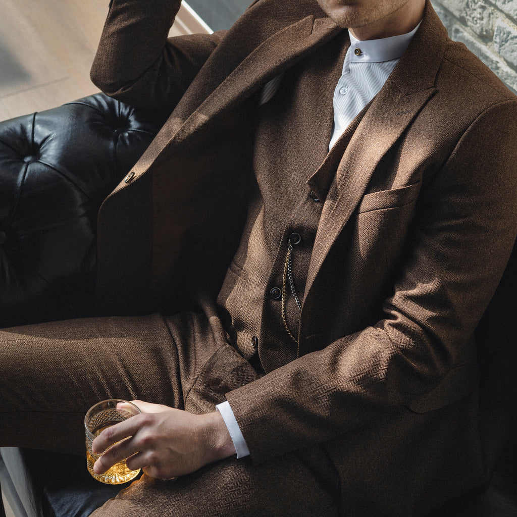 Brown Tweed Blazer for Men, Wedding Coat for Men, Elegant Wear for Dinner,  Prom, Party Wear Blazer, Tweed Blazer for Office Wear Suit. -  Canada