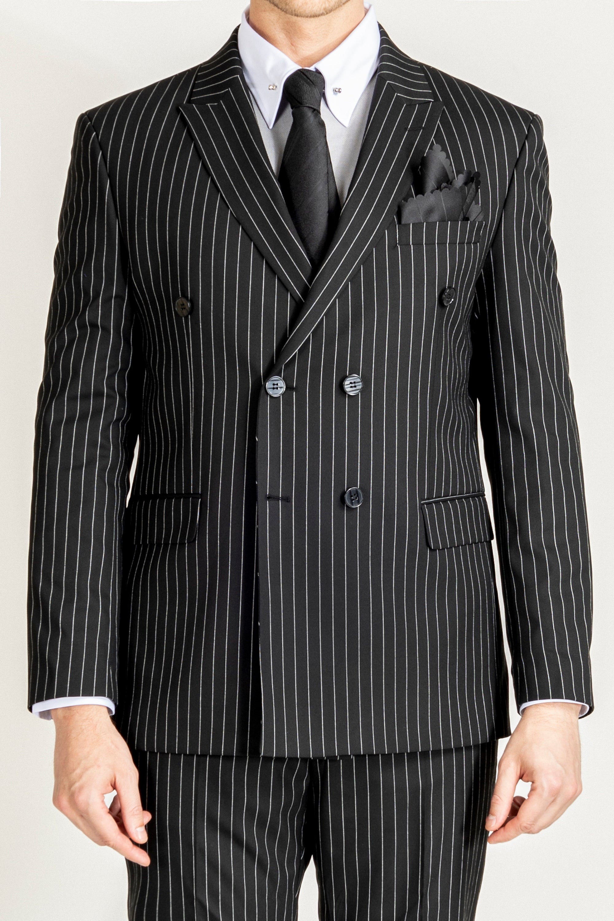 Black Pinstripe Suit by SUITABLEE